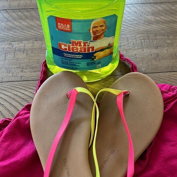 South of France 🇫🇷 Chic! Neon Pink & Yellow Chic Les Tropeziennes Sandals 🩴 - Picture 11 of 17